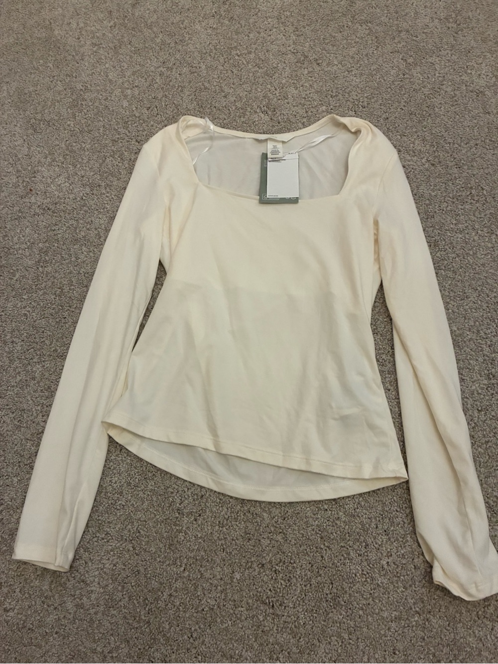 H&M Cream Long Sleeve Square Neck Tee